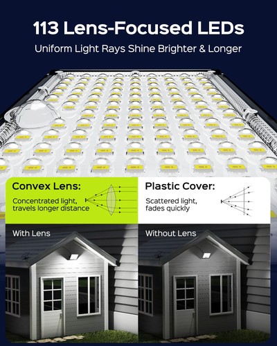 JACKYLED Solar Lights Outdoor with Motion Sensor, 113LED Cool White Solar Flood - Picture 6 of 7