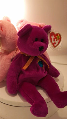 Ty Beanie Baby Paket Millennium Bear, Awareness Bear, Sakura II Bär NEUWERTIG & Etikett