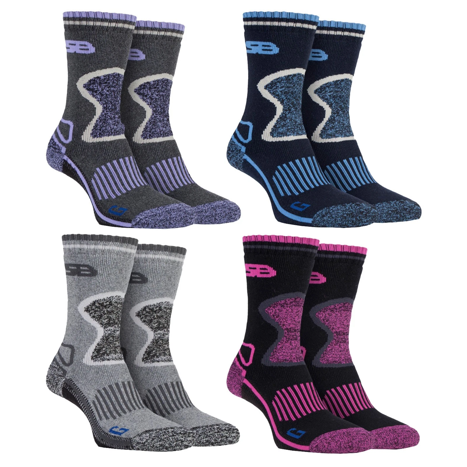 Storm Bloc - 2 Pairs Womens Cushioned Wool Blend Hiking Socks with Arch Support