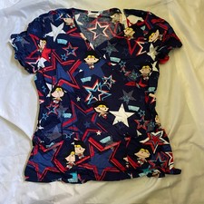 Wonder Woman Scrub Top V Neck Woman's Size Medium