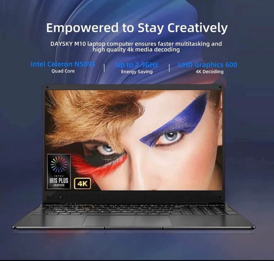 DaySky Windows 10 Laptops, 12GB DDR4 RAM, 256GB M.2 SSD, 15.6 Inches FHD - Image 4 of 4