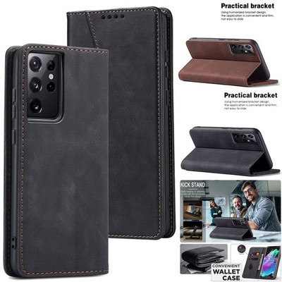 For Samsung Galaxy S21/S21 Plus/Ultra/FE Leather Pouch Magnetic Flip Case Cover
