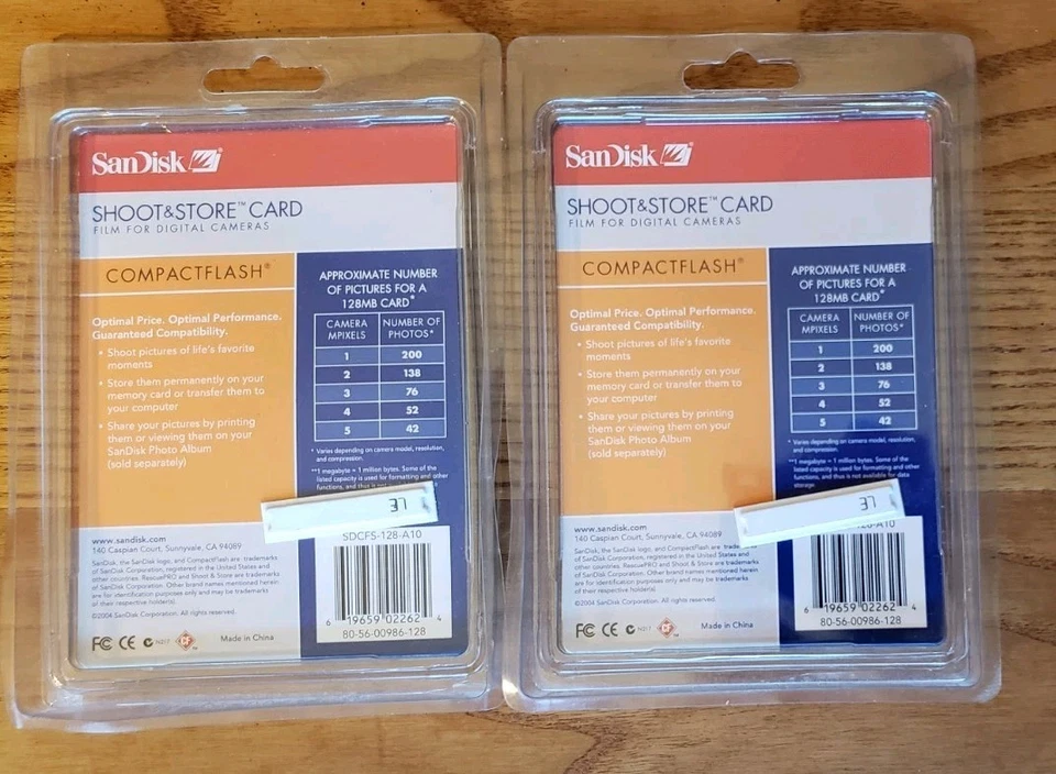 (2) SDCFS-128-A10 Sandisk Shoot & Store Card CompactFlash 128MB Cards - NEW - Image 2 of 3