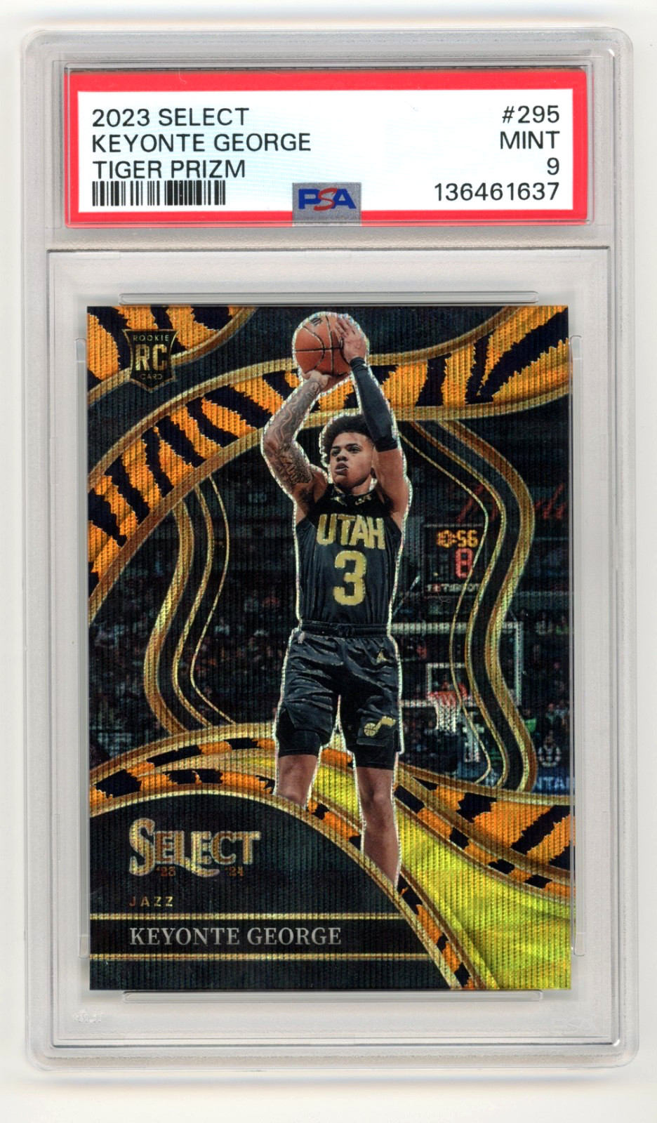 2023-24 Select Courtside Keyonte George Tiger Prizm Rookie RC SSP #295 PSA 9