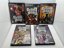 PS2 Guitar Hero 1 2 3 Rock The 80's & Aerosmith CIB Sony PlayStation 2 Tested
