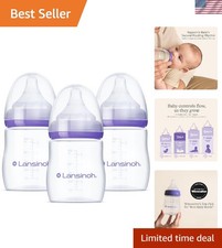 3 Count BPA-Free Baby Bottles 5 Oz with Anti-Colic Slow Flow Nipples, Essential