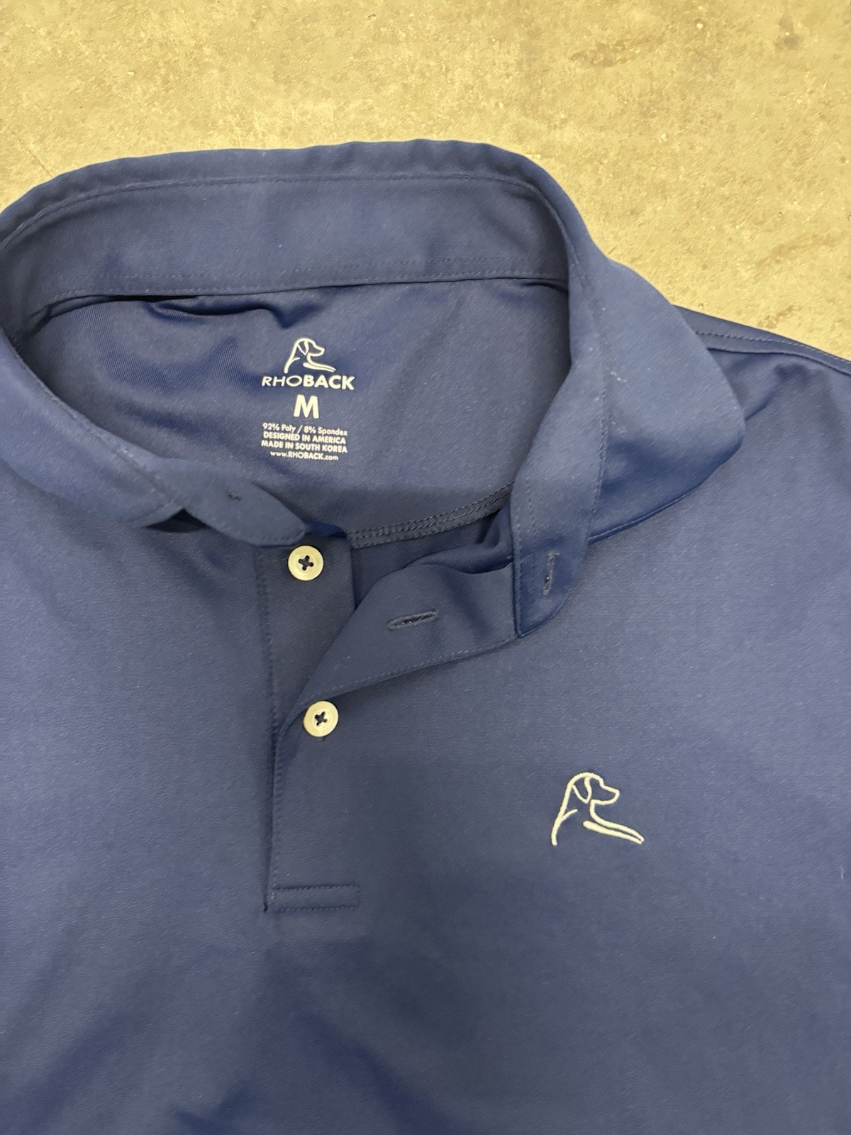 Men’s Rhoback Solid Performance Polo Navy Medium … - image 2