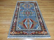 Turkish Oushak,Geometric Multicolored Rug,Handmade Bohemian Bokara Rug 3x5