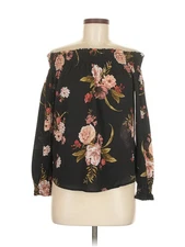 J for Justify Women Black Long Sleeve Blouse M