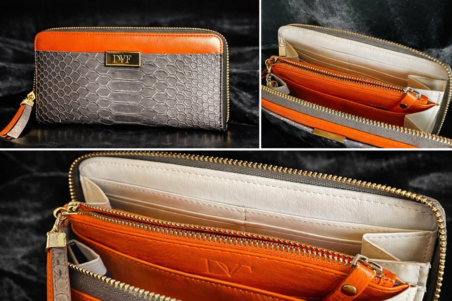 Diane Von Furstenberg DVF Python Embossed Zip Aro… - image 3