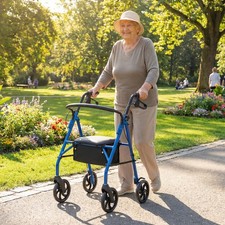 Rollator Walker w/Seat, Adjustable Handles, Storage Basket for Seniors