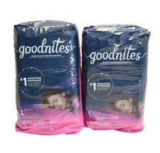 Goodnites Nighttime Night Bedtime Underwear Girls Size 10-12 Large Lot Of 2 22Ct