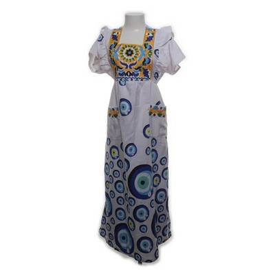 Maxikleid, Größe: XL, Weiß/Blau/Gelb, Damen #rbo