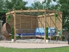 Wooden Corner Garden Pergola Kit 3x3m Trellis Utopia Diamond Dunster House