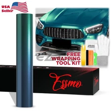 ESSMO PET Super Gloss Metallic Peacock Green Vehicle Vinyl Wrap Decal Like Paint