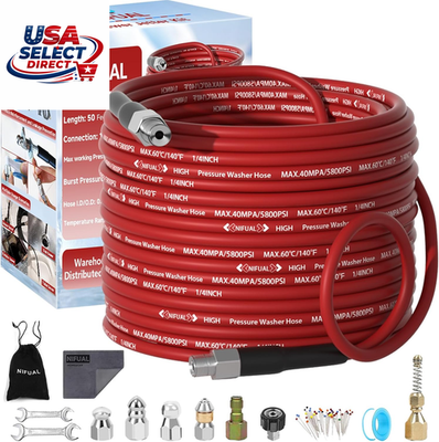 #ad #ad Sewer Jetter Kit 50Ft 5800PSI Pressure Washer Drain Cleaner Nozzles $68.79