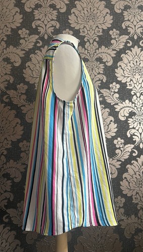 Rachel Zoe Multicoloured Striped Sleeveless Button Summer Blouse Ladies SizeL - Picture 10 of 12