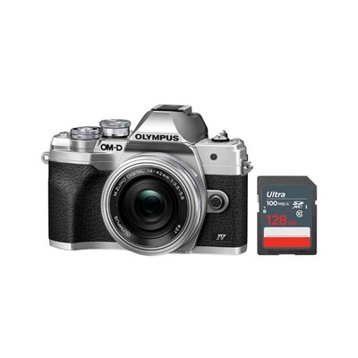OM System OM-D E-M10 Mark IV Camera with 14-42mm EZ Lens (Silver) Bundle