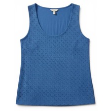 Banana Republic Womens Blue Eyelet Lace Front Scoop Neck Sleeveless Top Size M