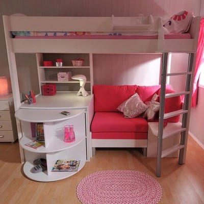 New Kids avenue Noah High Sleeper Loft Bed Sofa, Pull Out Desk
