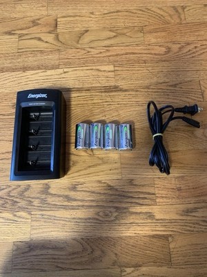 Energizer NiMH Battery Charger W/ Energizer Recharge D Cell Batteries & Adaptor