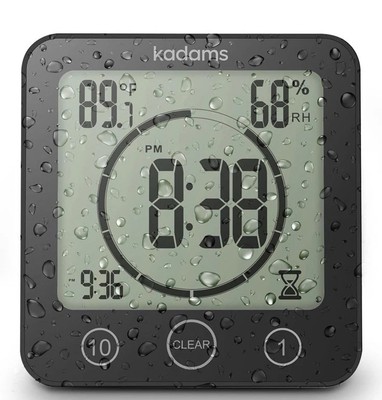 Shower Clock Waterproof Bathroom  Digital Wall Clock W/ Temperature & Humidity
