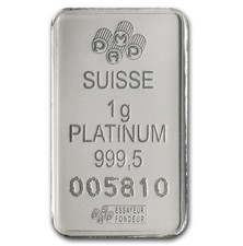 1 gram PAMP Suisse Lady Fortuna platinum bar. 4821.04 per troy oz
