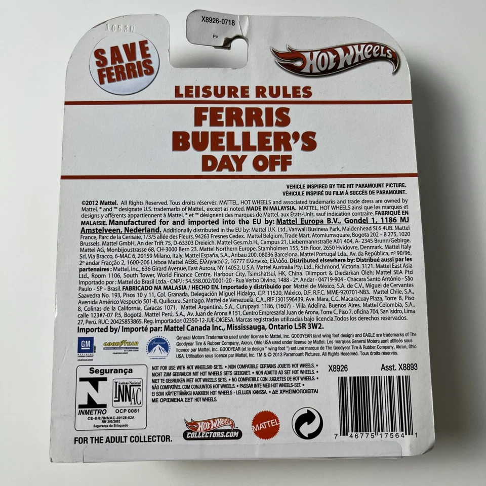 Pontiac Fiero 84 Hot Wheels Leisure Rules Ferris Bueller’s Day Off NUEVO EN CAJA Foto 4 de 4