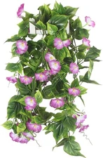 GTIDEA Artificial Vines, 2pcs 15Feet Morning Glory Hanging Plants Silk Purple 