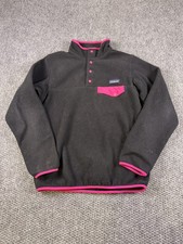 Patagonia Synchilla Fleece Pullover Womens Small Black Snap Pocket Mock Neck