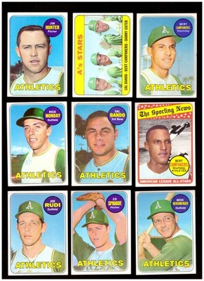 1969 Topps (B) EX+ Condition Team Set - OAKLAND As w/ Reggie Jackson RC