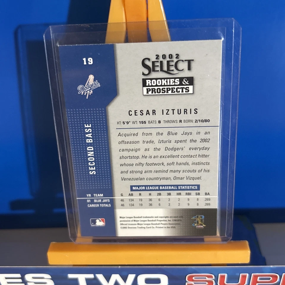 Select Rookies & Prospects 2002 Cesar Izturis automático #19 (tinta negra) L.A. RC SP AU Foto 4 de 4