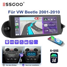 4G+64GB Carplay per VW New Beetle 1C1 9C1 Android 15 autoradio GPS Nav FM RDS BT