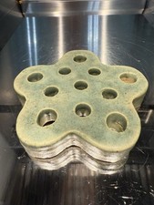 Vtg Art PotteryGreen Flower Frog 11 Holes Read