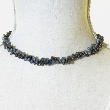 Two Strand Genuine Fresh Water Pearls Gray Black Choker Necklace 15.5" Women's