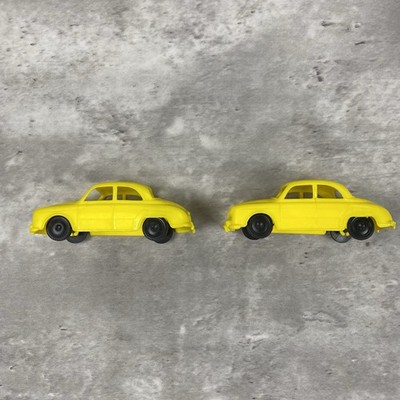 vintage LOT of 2 PROCESSED PLASTIC CO toy car yellow Renault 60s