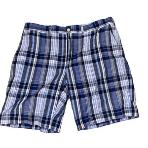 POLO RALPH LAUREN GOLF Blue Plaid 9" Shorts Cotton Mens Size 38