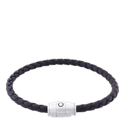 Montblanc Black Woven Leather Bracelet