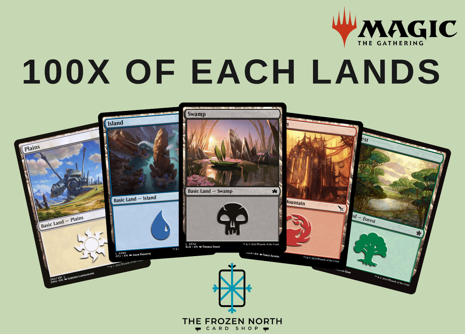 Good Basic Lands MTG 500 Basic Lands : 100x of Each Colours Near Mint Only Random Sets ...