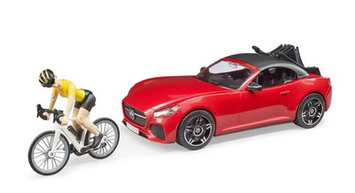 BRUDER Roadster mit Rennrad und Radfahrer - B103485 - FREIZEITSPIELZEUG