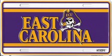 East Carolina University Purple And White Metal License Plate