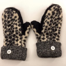 Upcycled sweater knit mix black leopard print fleece lined Upcycled sweater knit mix black leopard print fleece lined