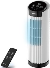 Senelux 13" Mini Tower Fan Oscillating Desk Fan Remote 3 Speed Timer White