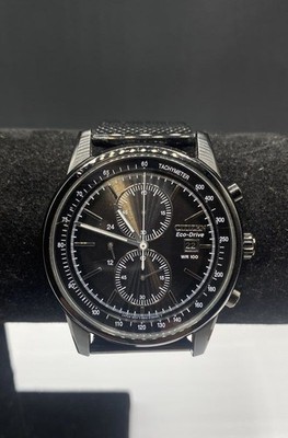 Citizen Eco-Drive Chronograph B612 Black Stainless Steel Mesh Men's Watch 41mm