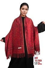 Pashmina Shawl and Wraps for Weddings,Reversible Paisley Xyg2532-type2-red