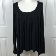 We The Free People Love Valley Tunic Top Large Black Stretch Knit Soft Boho