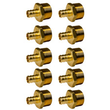 10 Pack XFITTING 1/2" Pex x 3/4" Male NPT Threaded Adapter, Lead Free Brass