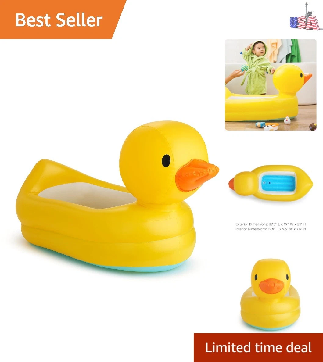 Duck Inflatable Baby Bathtub for Babies 6-24 , White Hot Heat Alert, Great fo...
Opens in a new wind