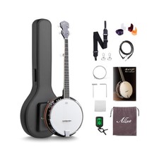ALLSET 5 String Electric Banjo, Full Size 38 inch Geared 5th Tuner  Remo Hea...