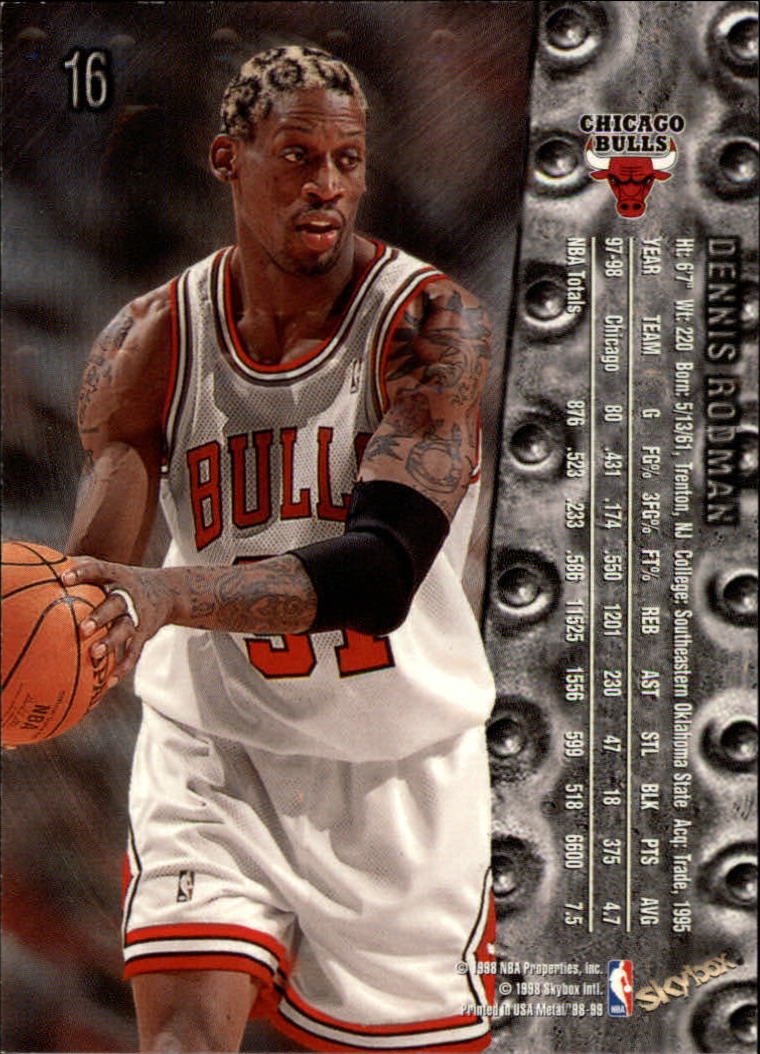 DENNIS RODMAN ~ 1998-99 Metal Universe Basketball NBA Trading Card